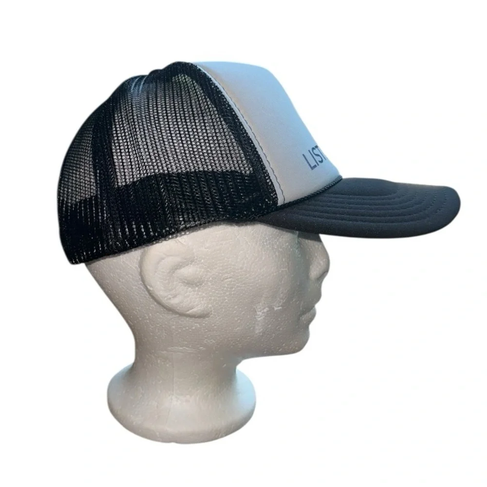 List Perfectly Black & White w/ Neon Type Baseball Cap